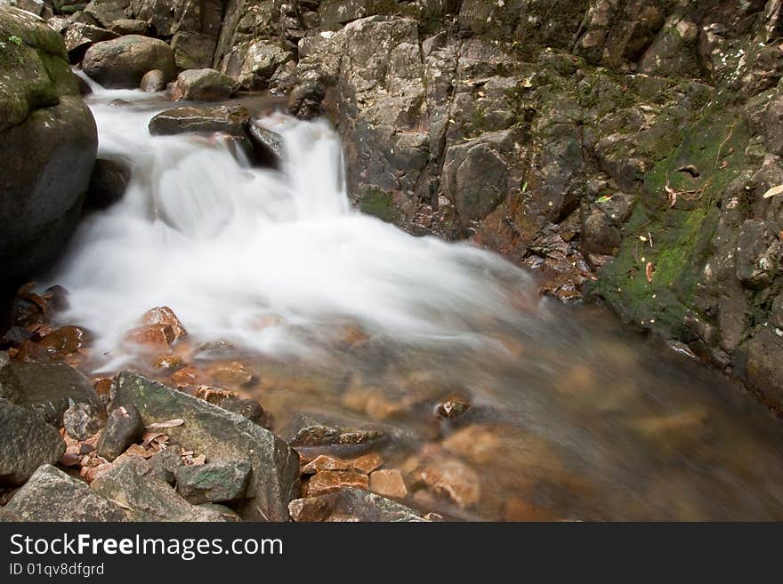 Waterfall In Tropical Forest