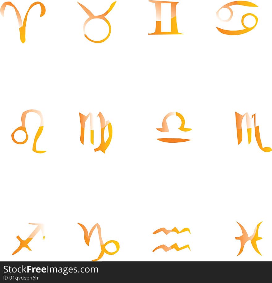 Set of vector icons for twelve zodiac signs