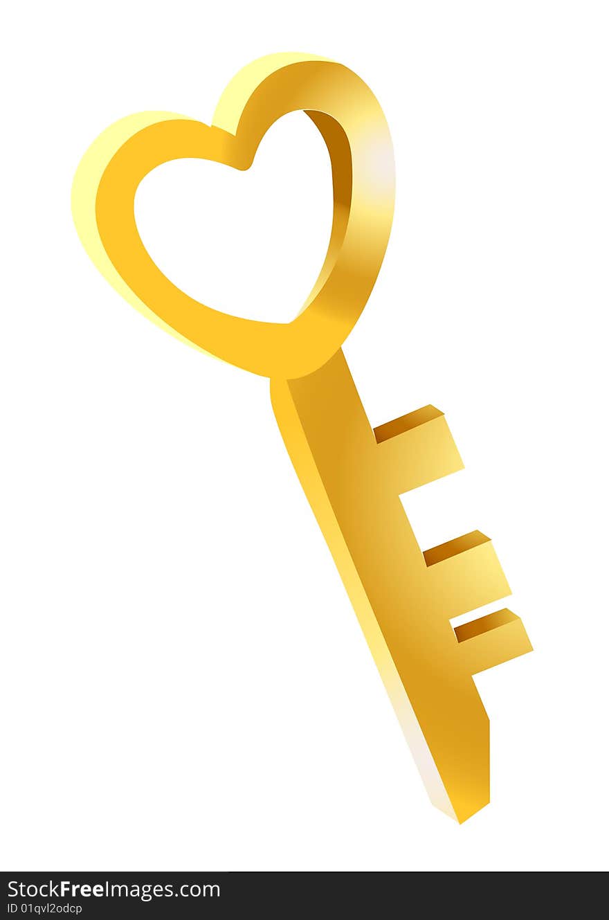 Heart shaped skeleton key on white background. Heart shaped skeleton key on white background