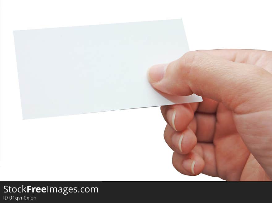 Paper card in woman hand