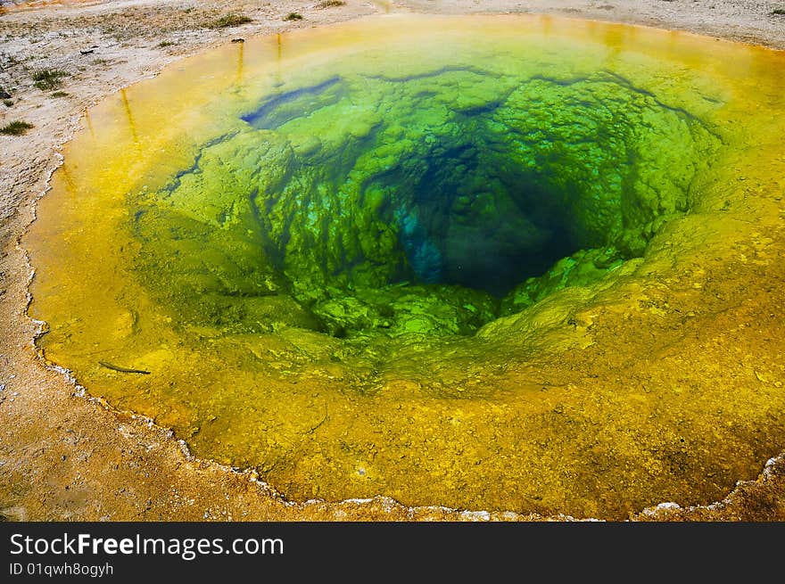 Picture of a hot pool in Yellostone National Park. Picture of a hot pool in Yellostone National Park