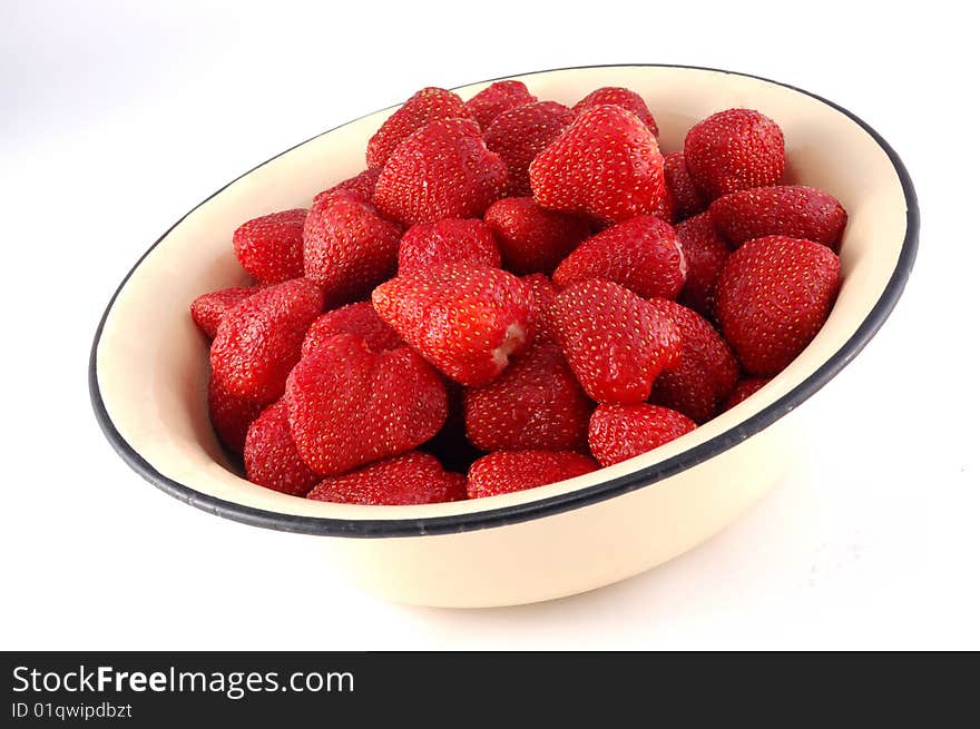 There is a lot of strawberry in a dish