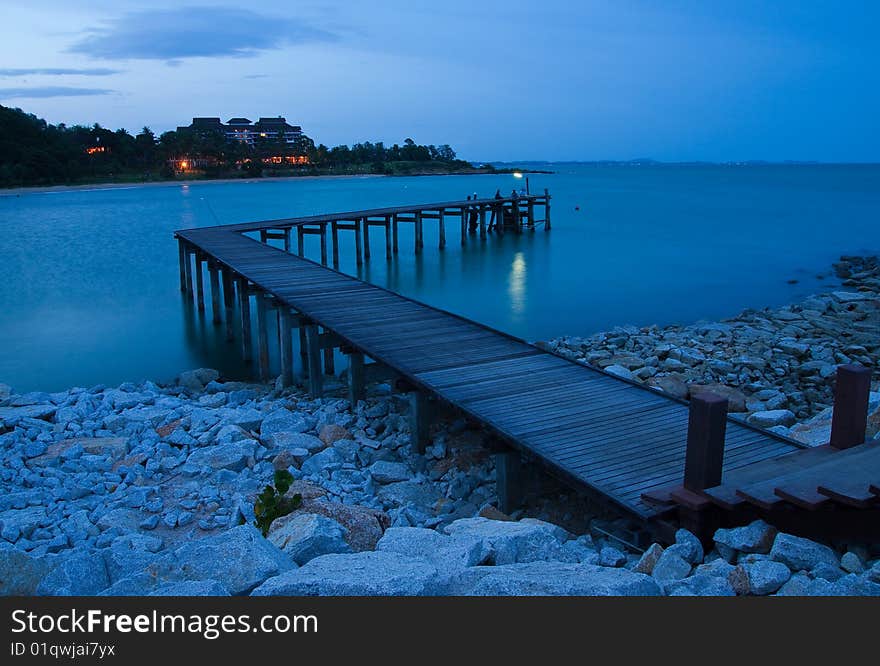 Jetty in Lam Ya cape in evening