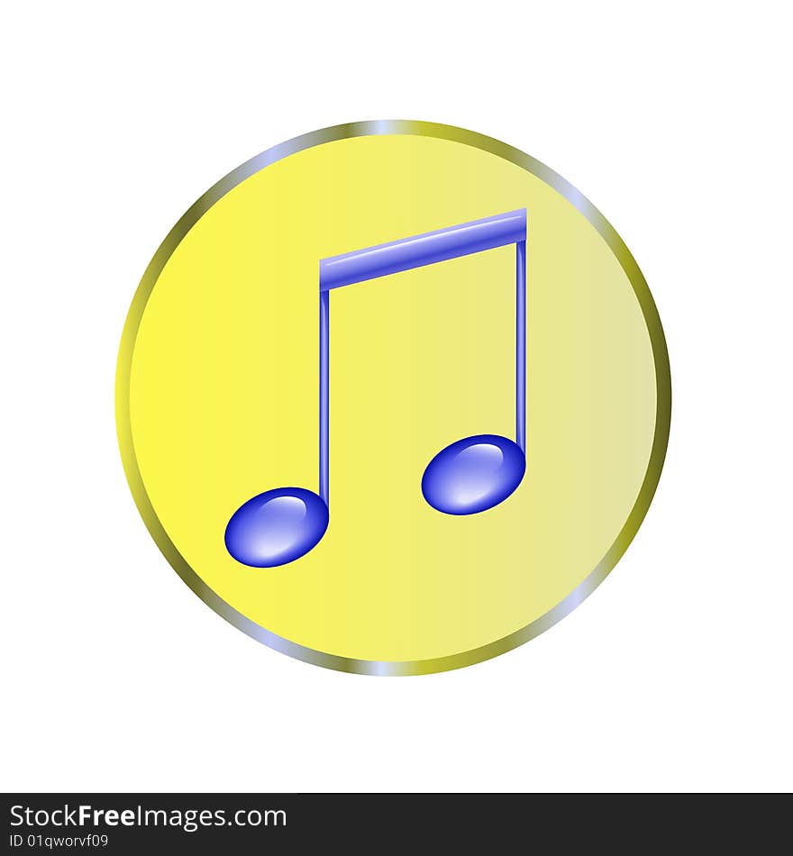 Illustration of the musical note of dark blue colour, on the isolated white background. Illustration of the musical note of dark blue colour, on the isolated white background