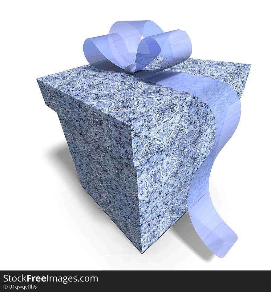 A colorful giftbox with a bow. 3D render with clipping path and shadow over white