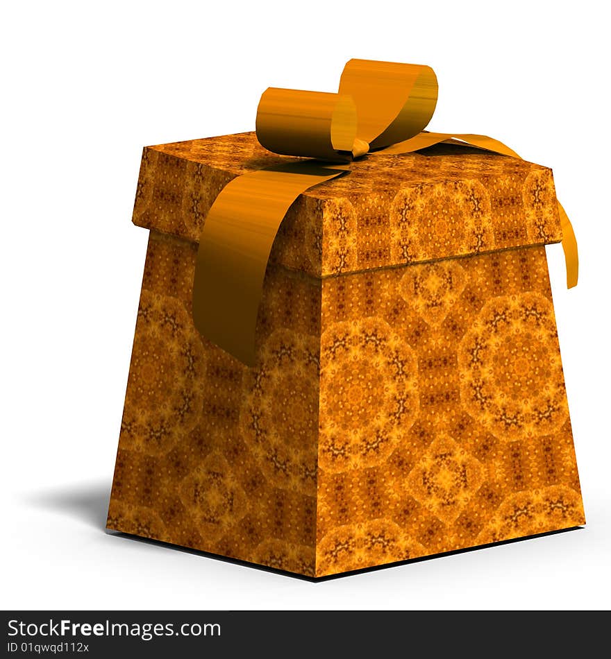 A colorful giftbox with a bow. 3D render with clipping path and shadow over white