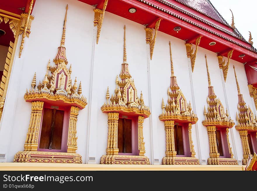 Traditional Thai style Buddhist church window