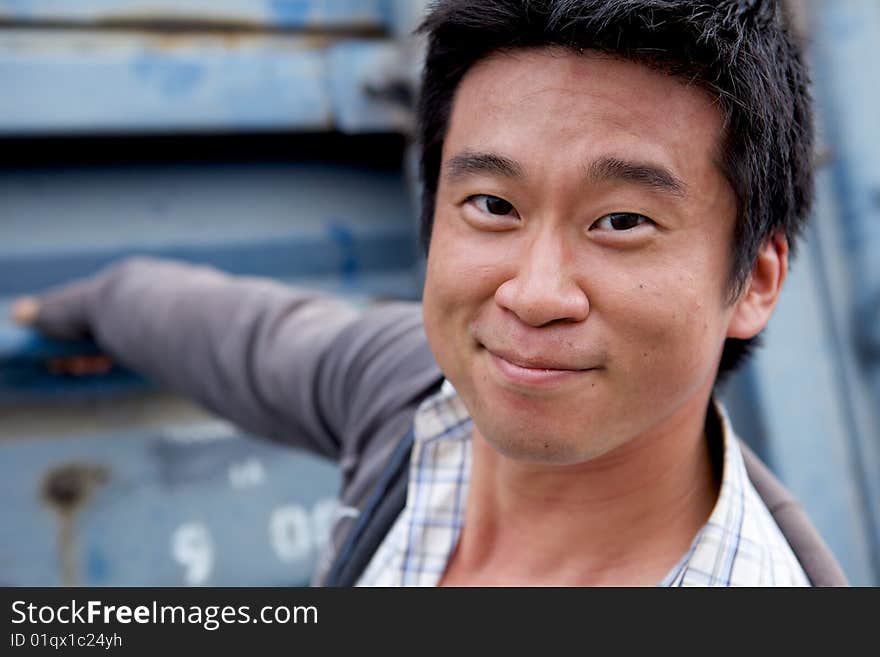 Casual Asian Man Smiling