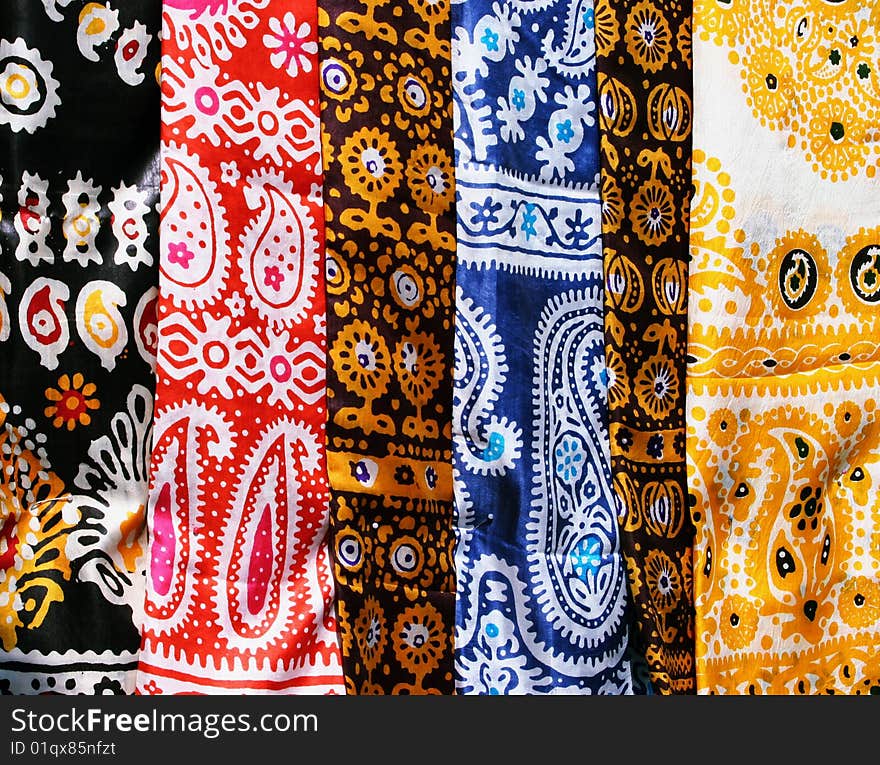 Female kerchiefs with traditional ornament. Turkmenistan. Ashkhabad market.