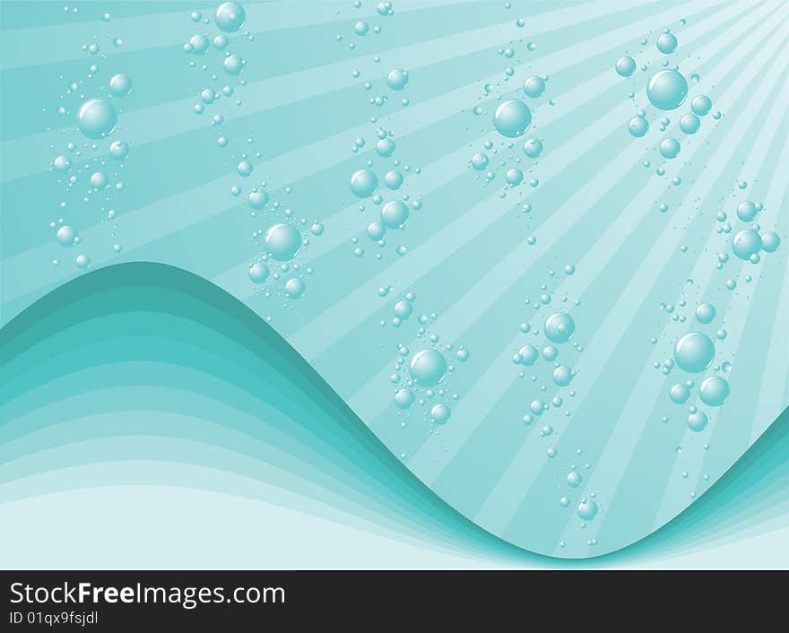 Blue water with bubbles. Vector illustration. Blue water with bubbles. Vector illustration.