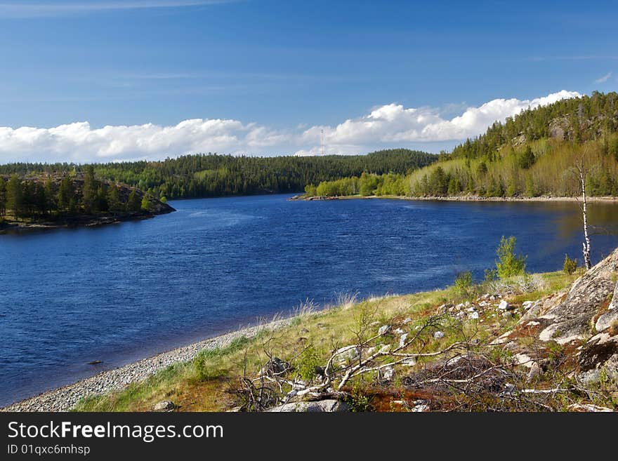 Landscape of the river and clouds in the sky