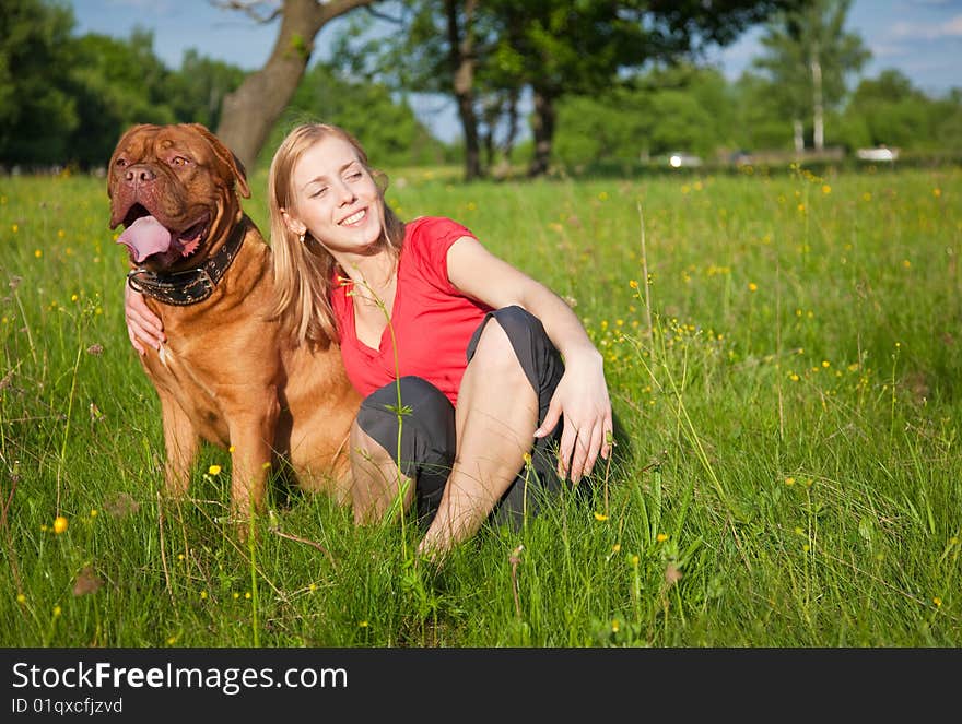 Young girl and her dog