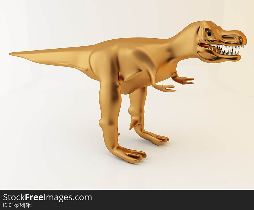 3d render of a bronze tyrannosarus rex.