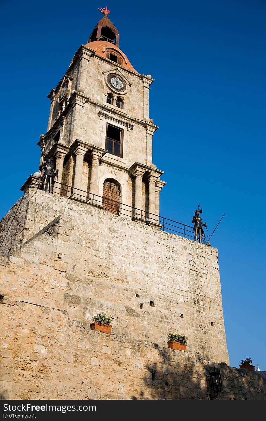 Photo of clock tower in Rhodes, Greece