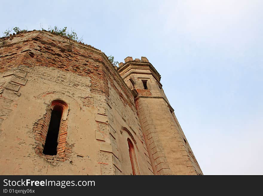 Ruined old castle walls in Serbia