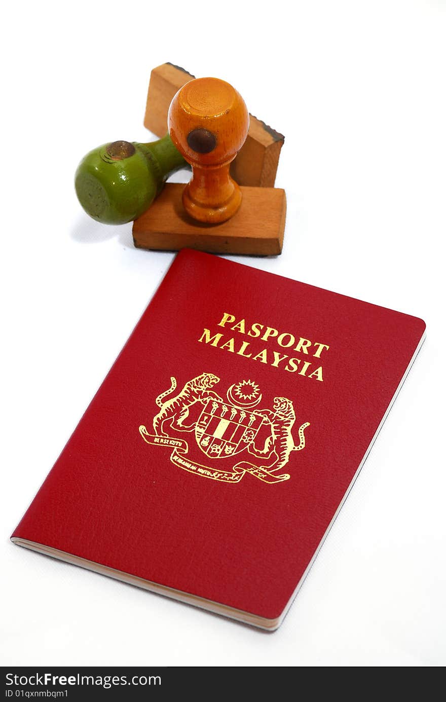 Malaysia International Travel Passport on white background. Malaysia International Travel Passport on white background