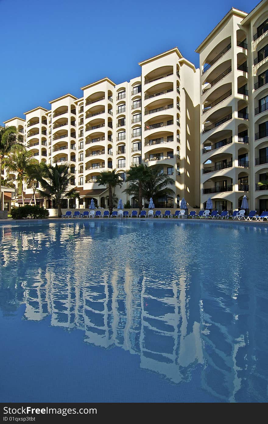 Resort Building and Pool in the Caribbean. Resort Building and Pool in the Caribbean