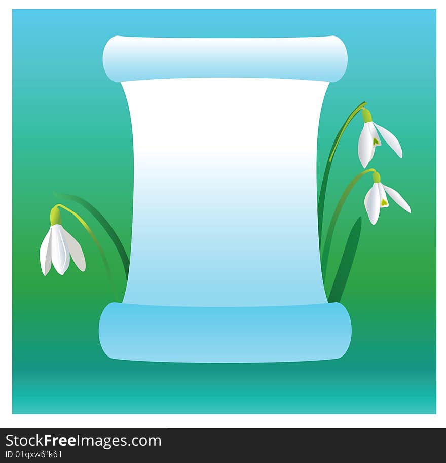 Spring snowdrops scroll