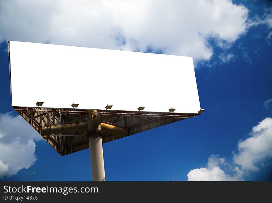 The billboard on the blue sky background.