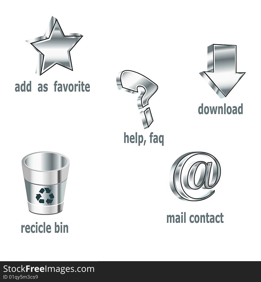 Metallic icons-set 1. Vector illustration