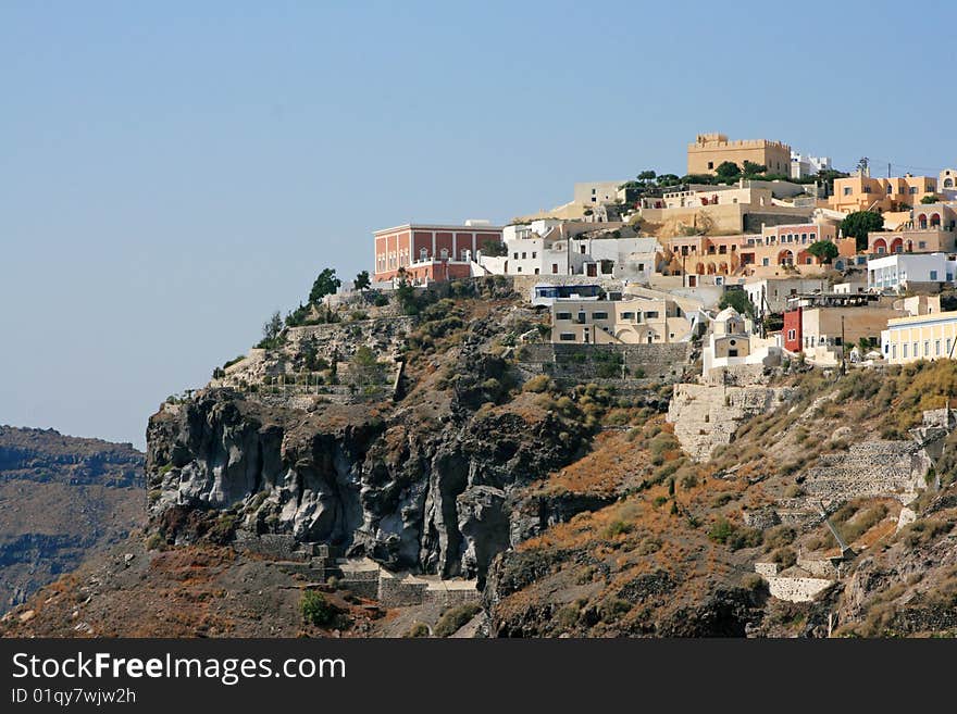 View over town Oia island Santorini