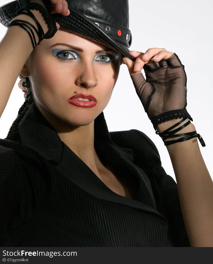 Young Fashionable Model With Black Hat