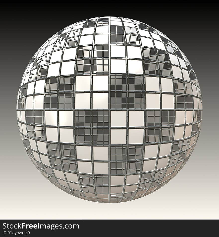 3d render of a typical disco ball