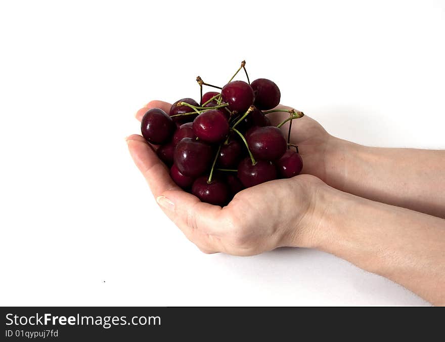 Ripe cherry isolated on white