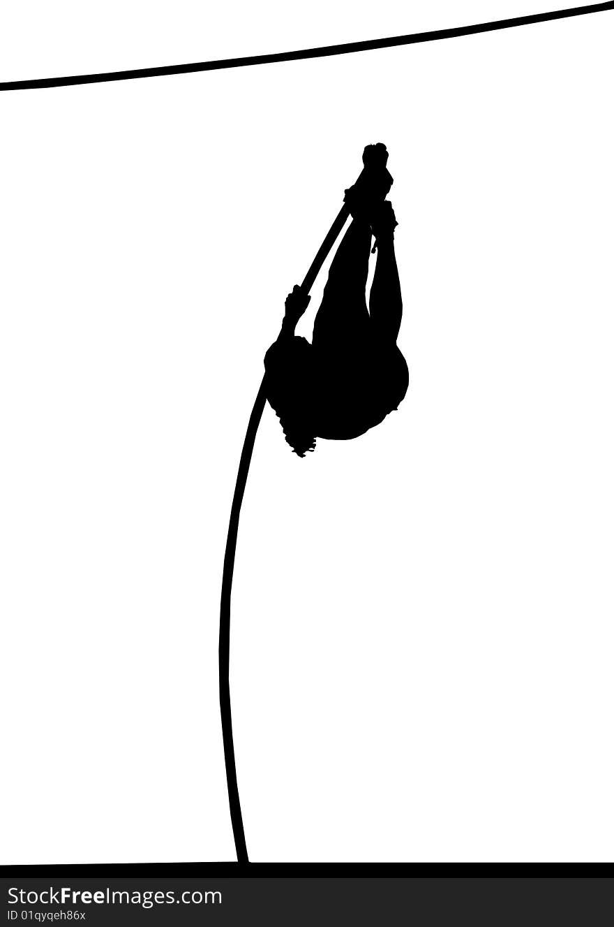 Silhouette of a pole voulter female athlete in the topic of the action. Silhouette of a pole voulter female athlete in the topic of the action.