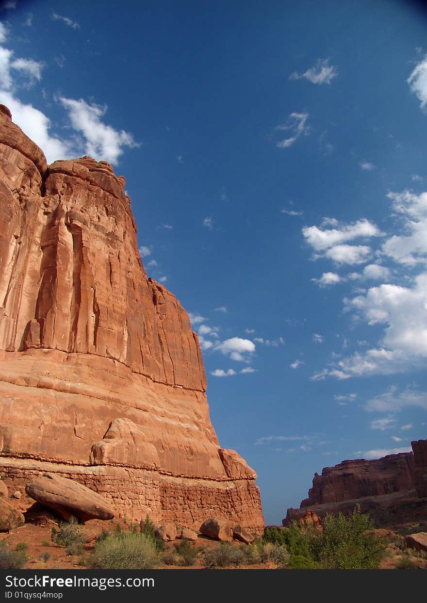 Arches National Park Rock mountain with blue sky