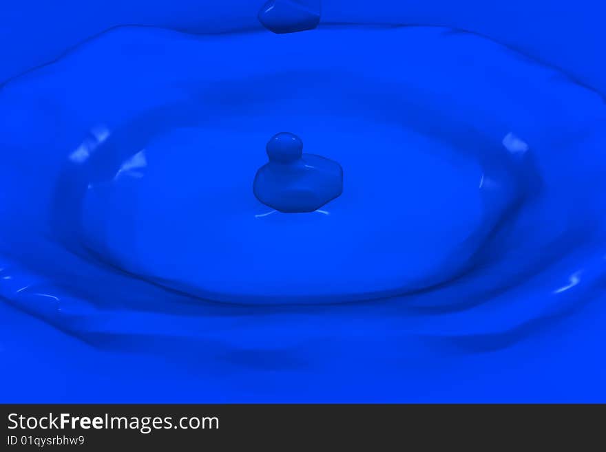 3D illustration of a droplet falling into a tank with a fluid inside. 3D illustration of a droplet falling into a tank with a fluid inside