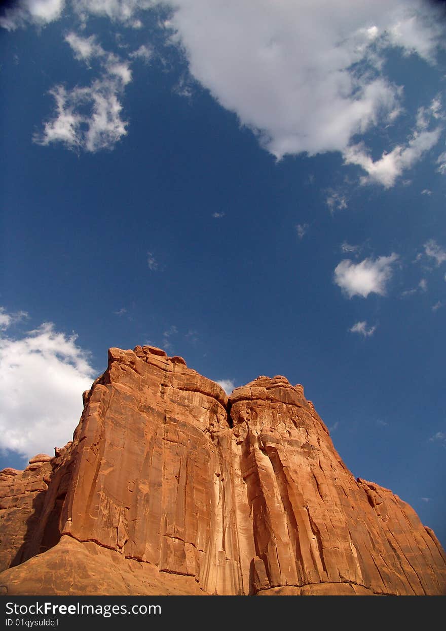 Arches National Park Rock mountain with blue sky