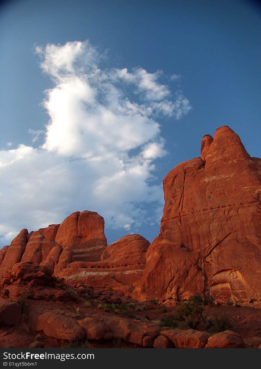 Arches National Park Rock mountain with blue sky