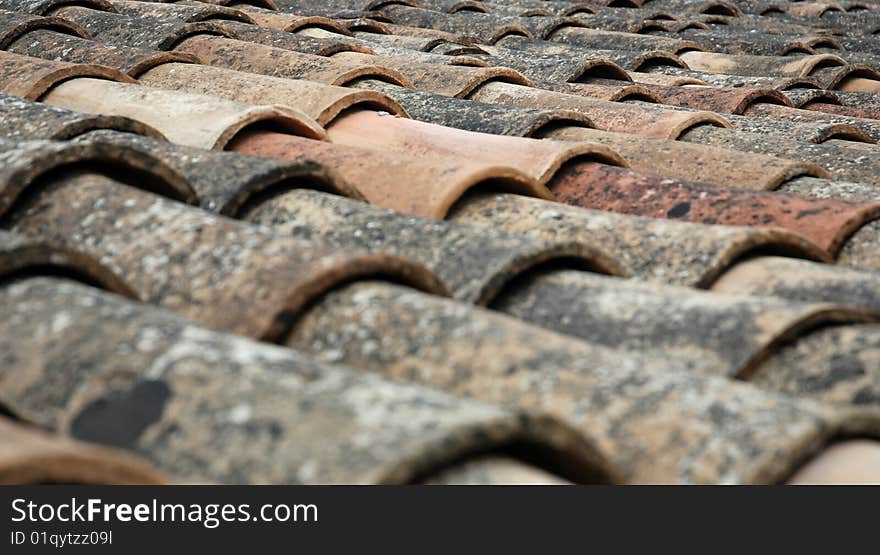 View of a typical old majorcan roof. View of a typical old majorcan roof