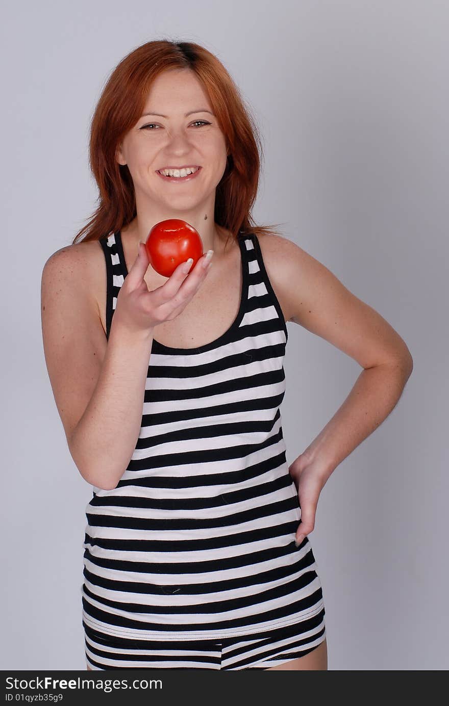 Girl with tomato