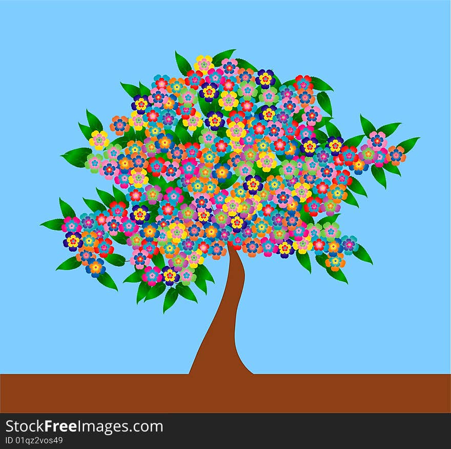 Illustration of a colorful flower tree