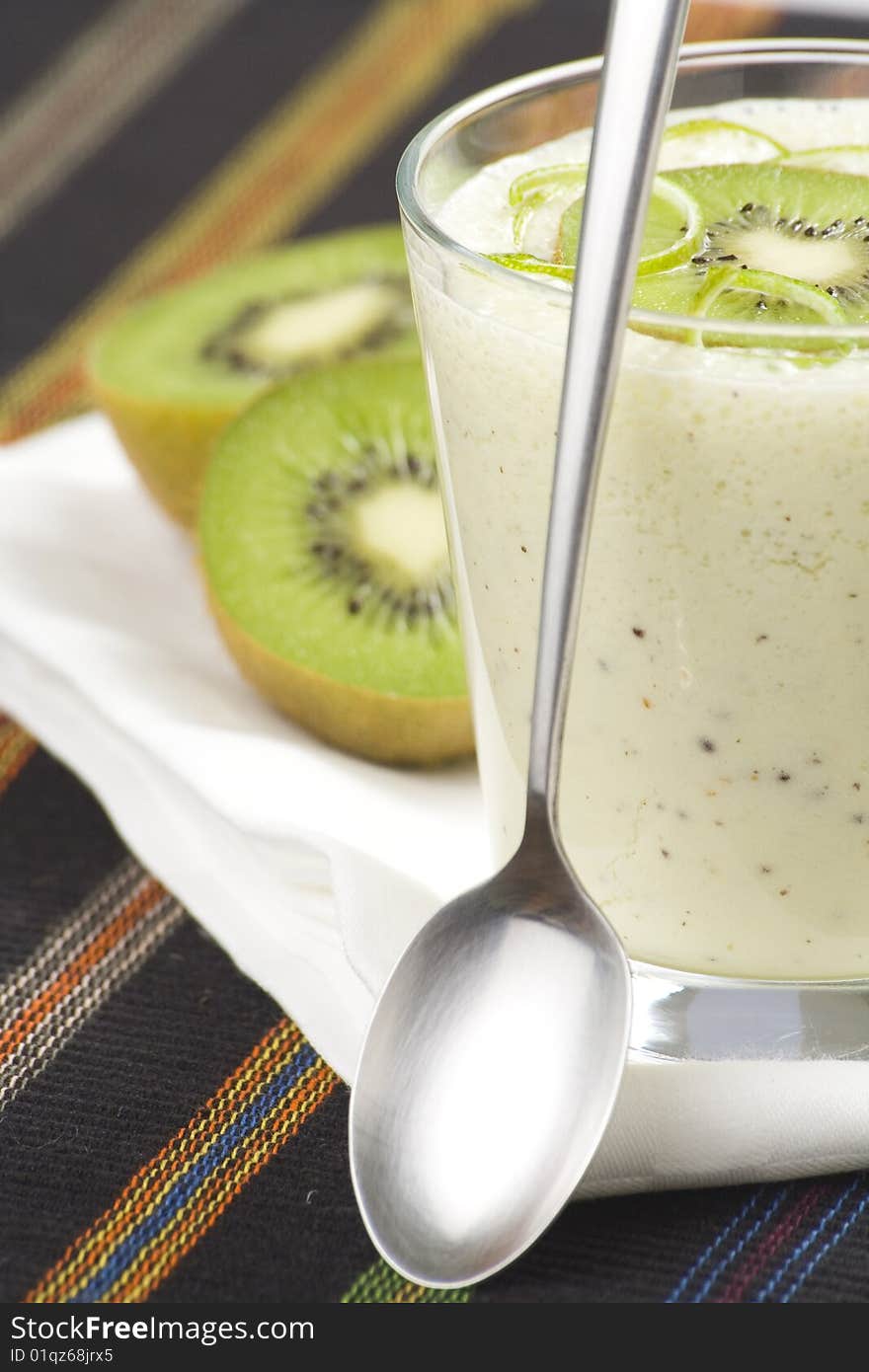 Refreshment and creamy milkshake  kiwi and lime isolated