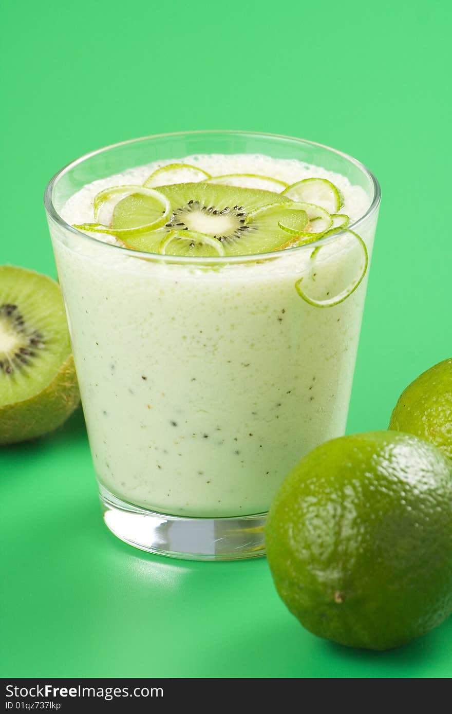 Refreshment and creamy milkshake  kiwi and lime