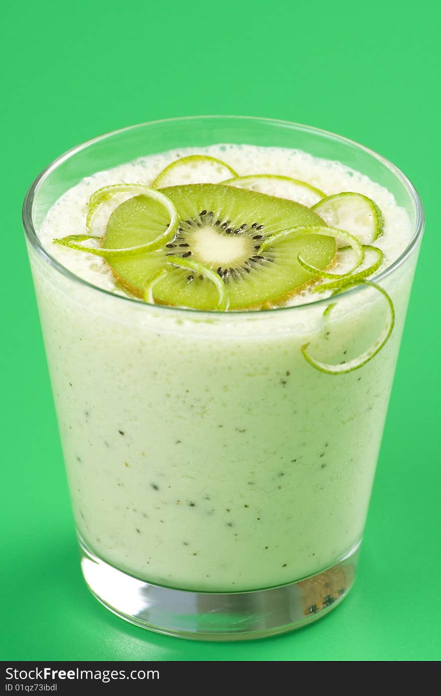 Refreshment and creamy milkshake  kiwi and lime isolated