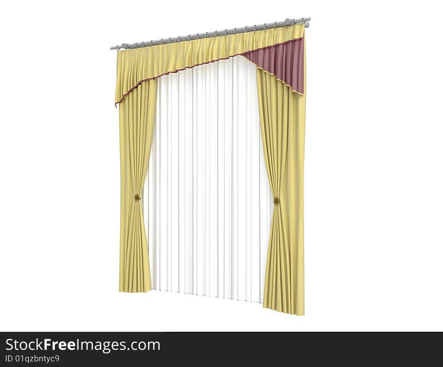 Rendered 3d isolated curtains on white background