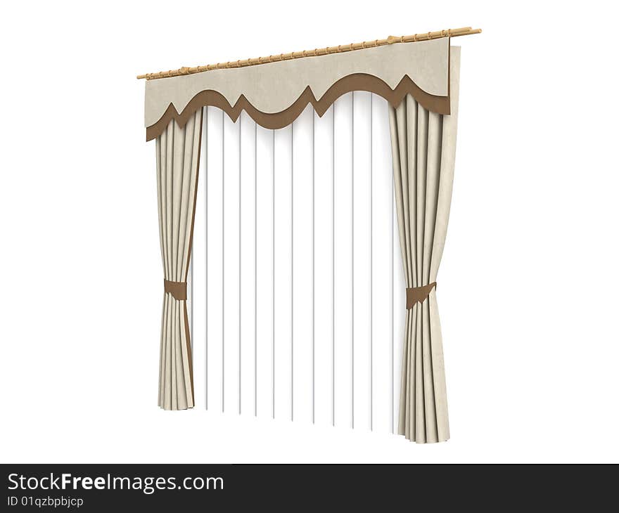 Rendered 3d isolated curtains on white background