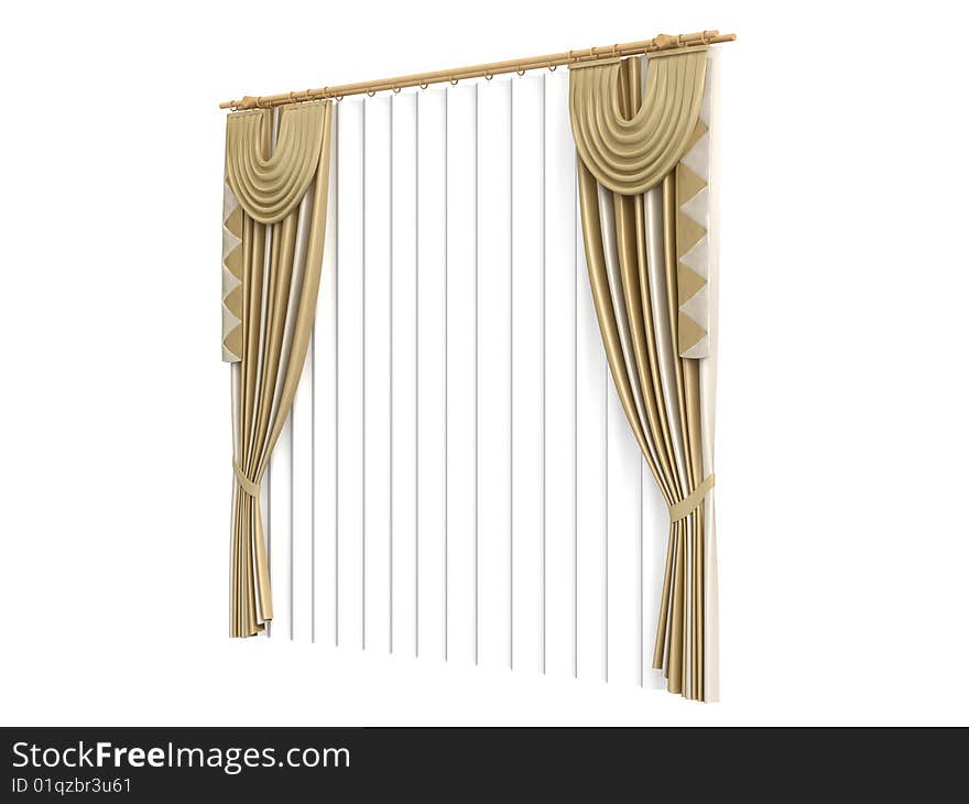 Rendered 3d isolated curtains on white background