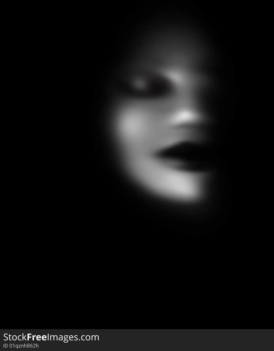 Woman's half face in black and white. Woman's half face in black and white