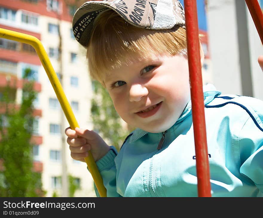 The boy on walk in the spring. The boy on walk in the spring