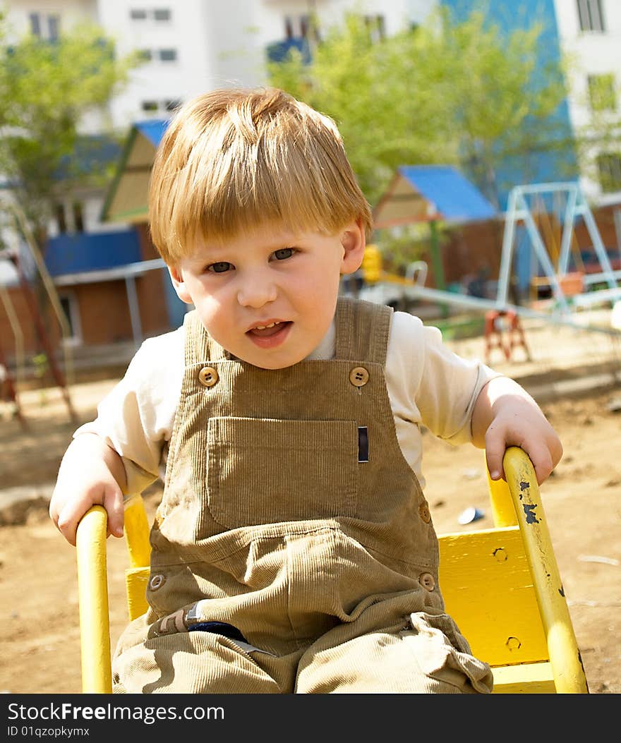 The boy on walk in the spring. The boy on walk in the spring