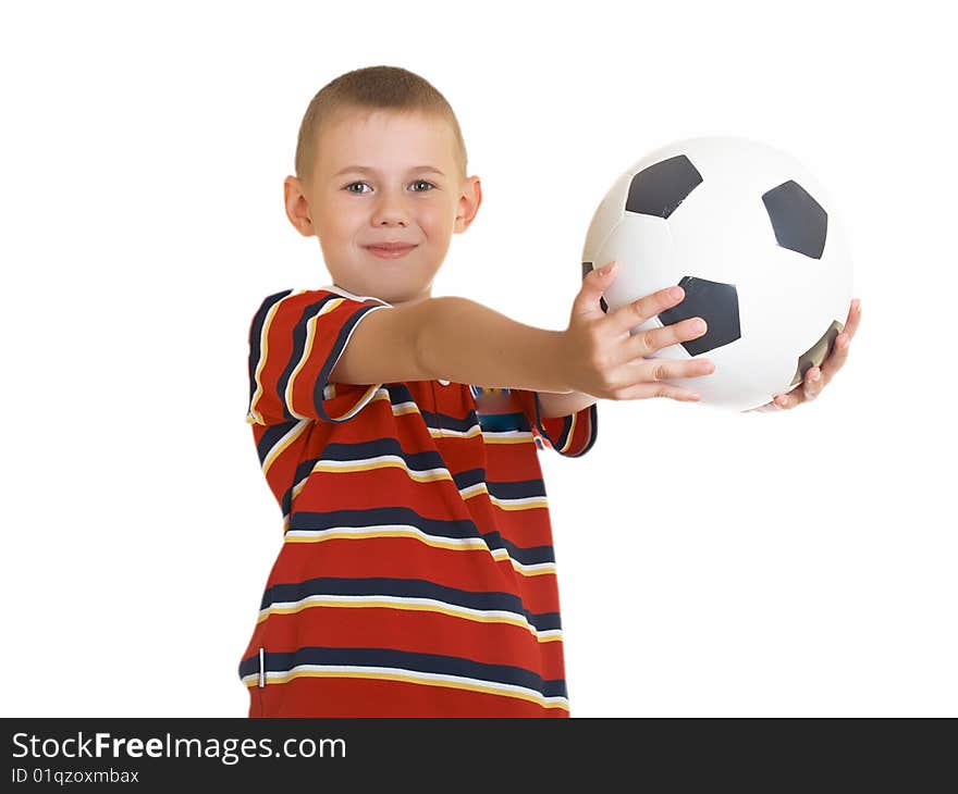 Young boy holding football in his hand. Young boy holding football in his hand