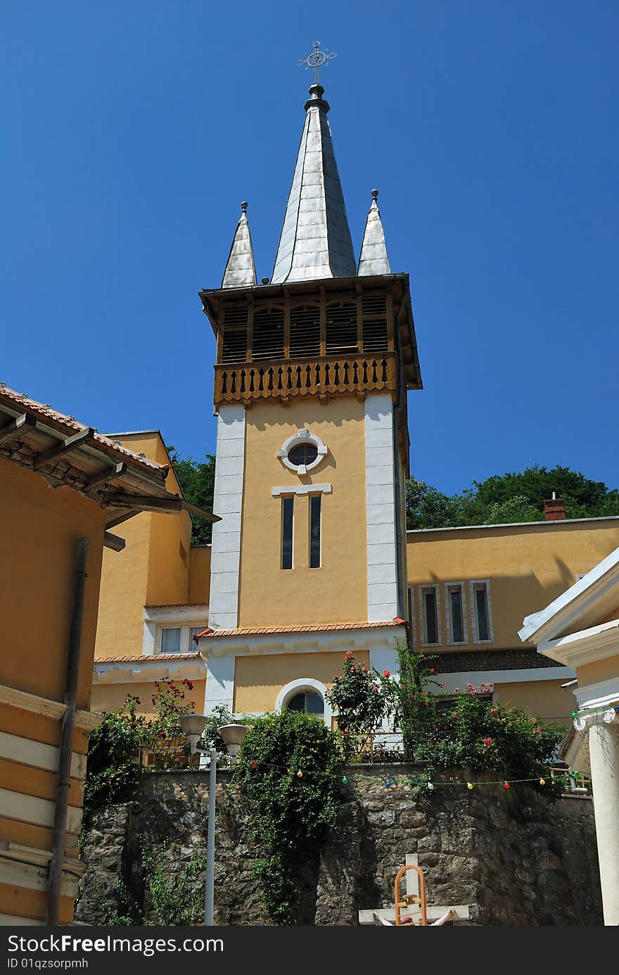 Old baroque city centre with bell tower. Old baroque city centre with bell tower