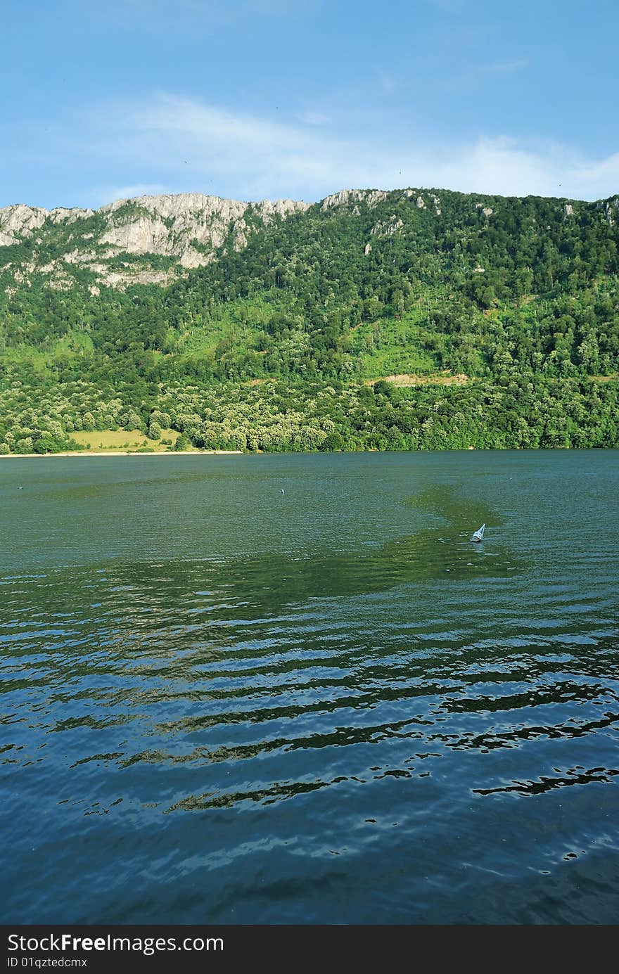 Great river and mountains