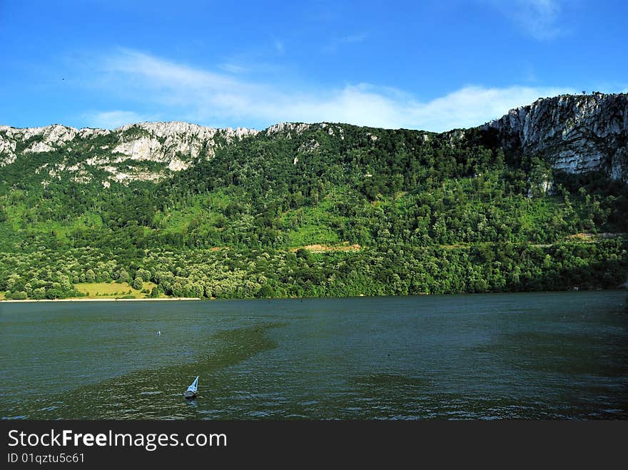 Great river and mountains