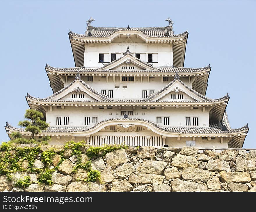 Front view of the main building of Himeji castle, in Japan. Front view of the main building of Himeji castle, in Japan